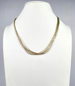 Navajo Liquid Sterling Silver Multi Strand Necklace Signed by KBN