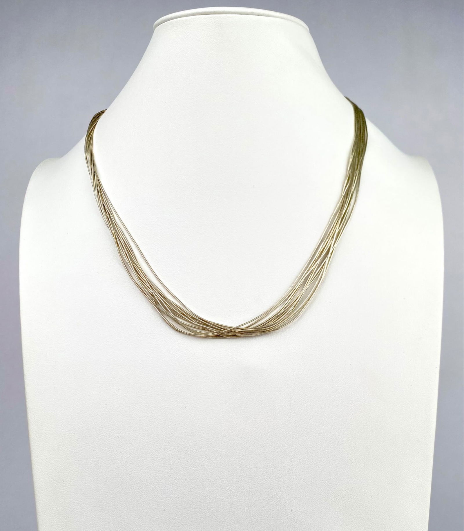 Navajo Liquid Sterling Silver Multi Strand Necklace Signed by KBN (1 of 8)