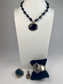 Sterling Silver and Black Onyx Jewelry Set