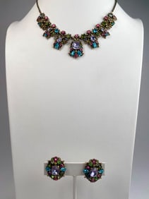 Signed Hollycraft Necklace and Earring Set (1950)