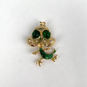 Vintage Gold Tone Brooch with Enamel Detailing Marked Austria