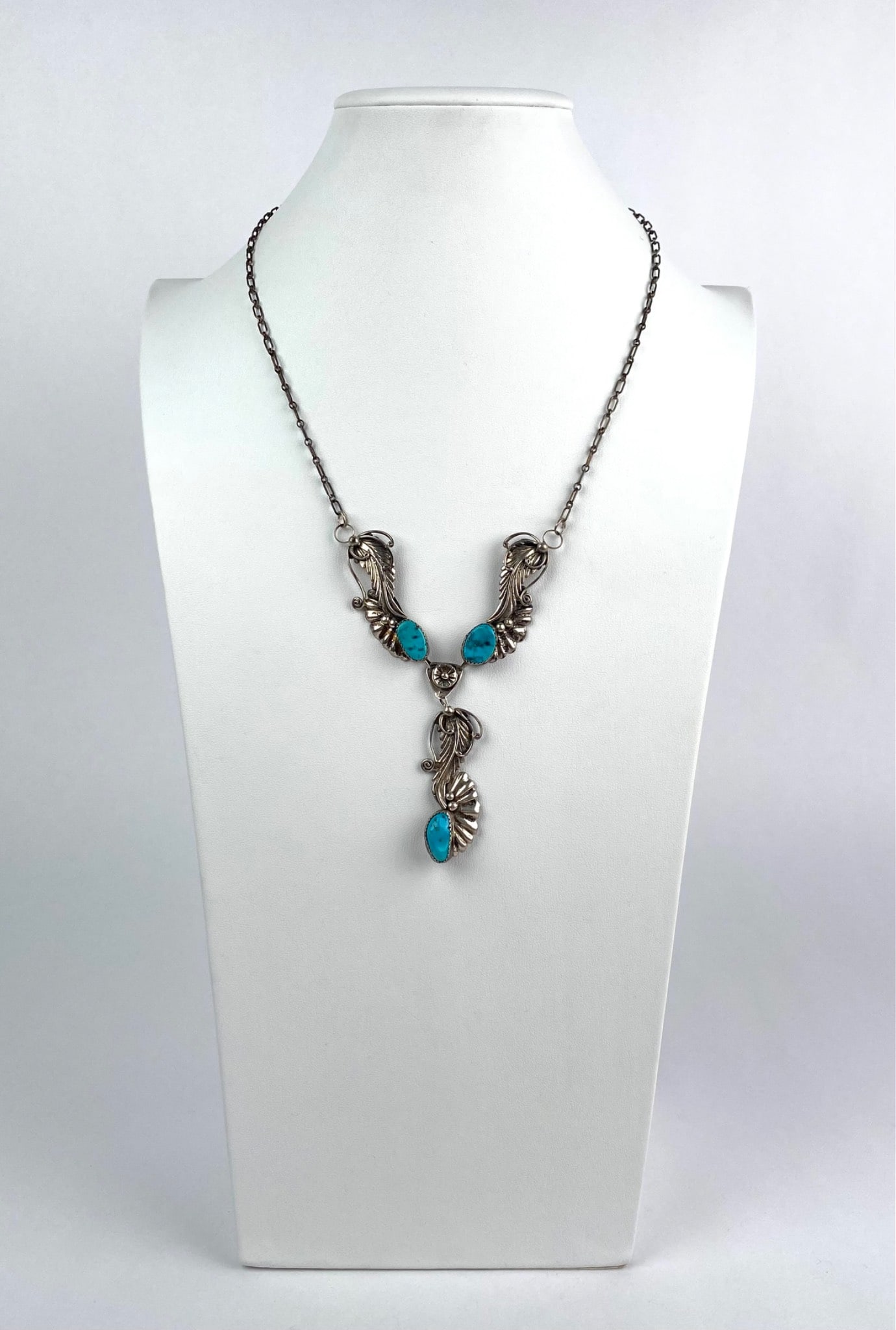 Navajo Sterling Silver and Turquoise Pendant Necklace by OD (1 of 9)