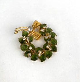 Gold Tone Wreath Brooch, Marked Made in Austria