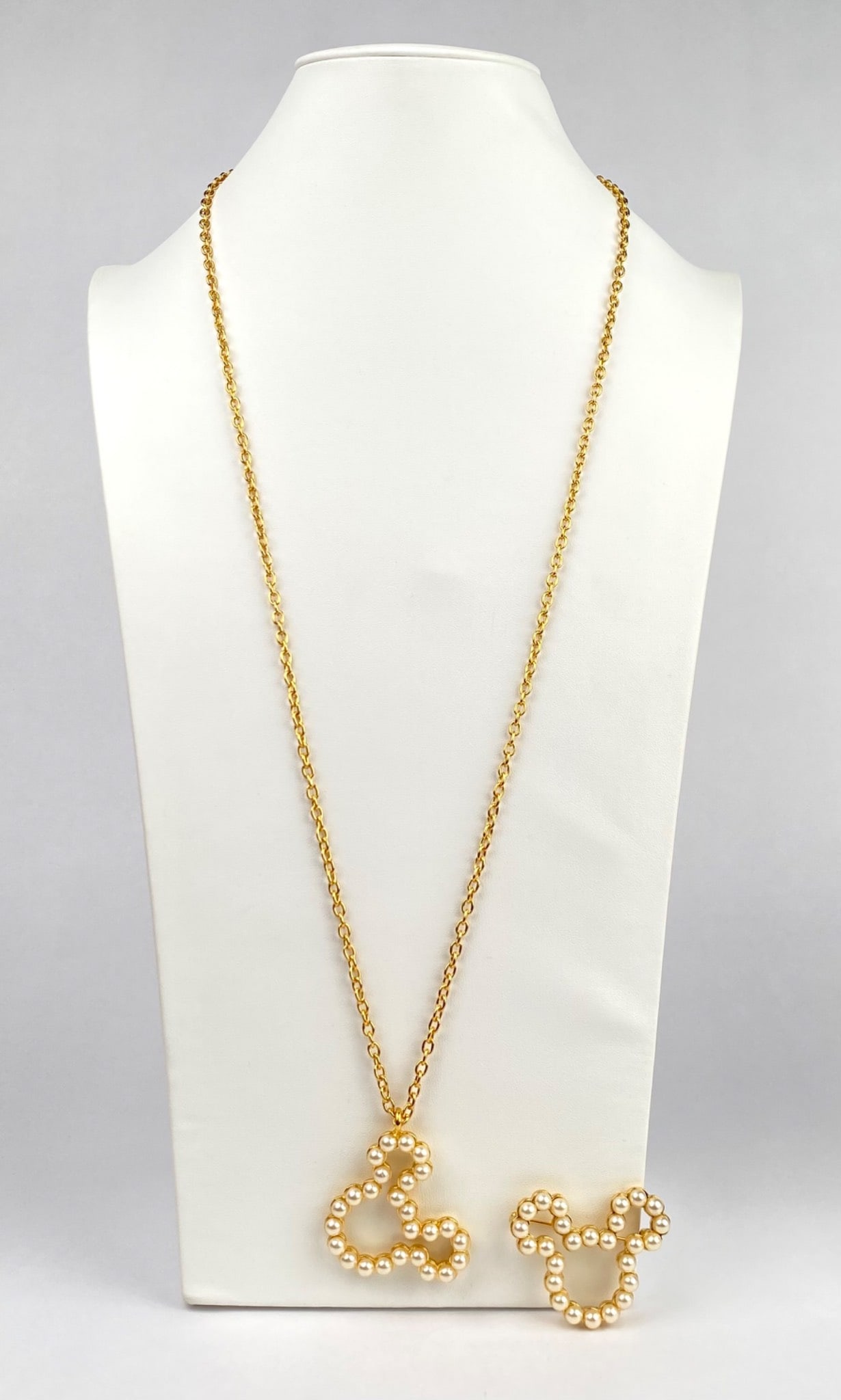 Disney Gold Tone Chain Necklace and Pin with Pearl Accents (1 of 10)