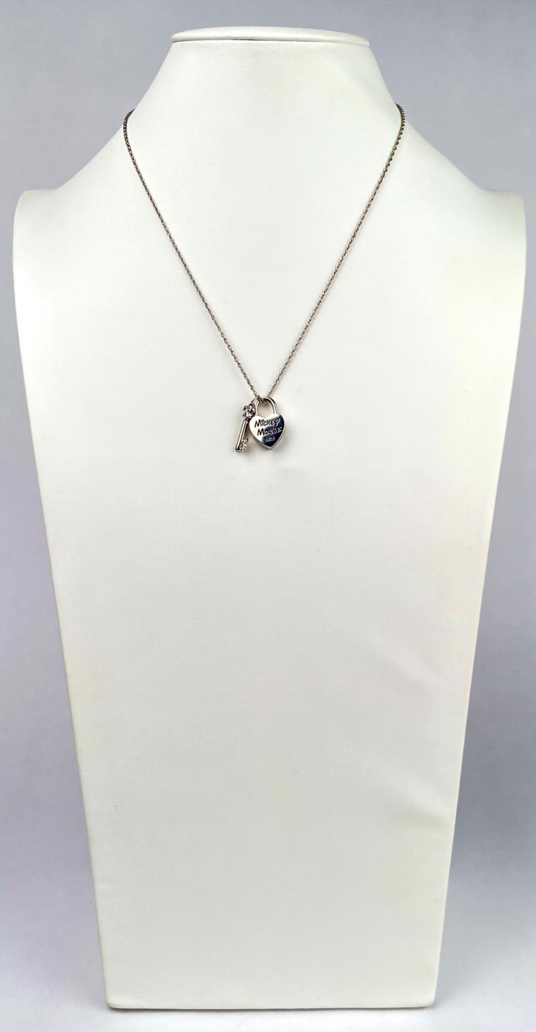 Mickey Mouse Sterling Silver Heart Padlock Necklace (1 of 9)