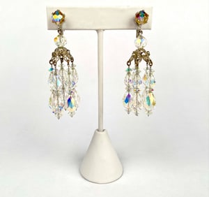 Crystal Chandelier On Earrings with Silver Tone Accents