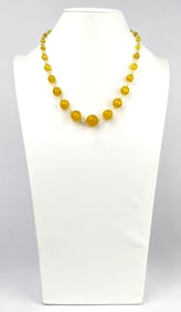 Early 20th Century Czech Yellow and Clear Glass Beaded Necklace