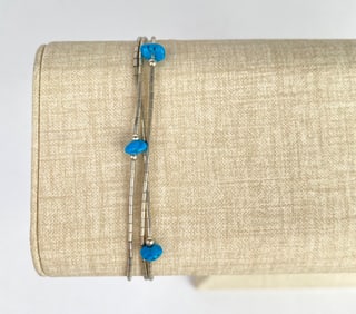 Navajo Liquid Sterling Silver and Turquoise Bead Bracelet