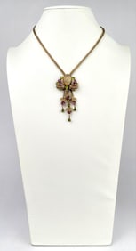 Victorian Revival Necklace with Molded Glass Pendant