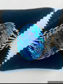 Navajo Sterling Silver and Abalone Shell Cuff Bracelet (Signed RB)