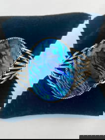 Navajo Sterling Silver and Abalone Shell Cuff Bracelet (Signed RB) (1 of 9)