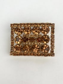 Kramer Mid Century Amber Rhinestone Brooch