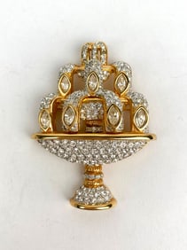 Swarovski Gold Tone Crystal Fountain Brooch with Original Tag