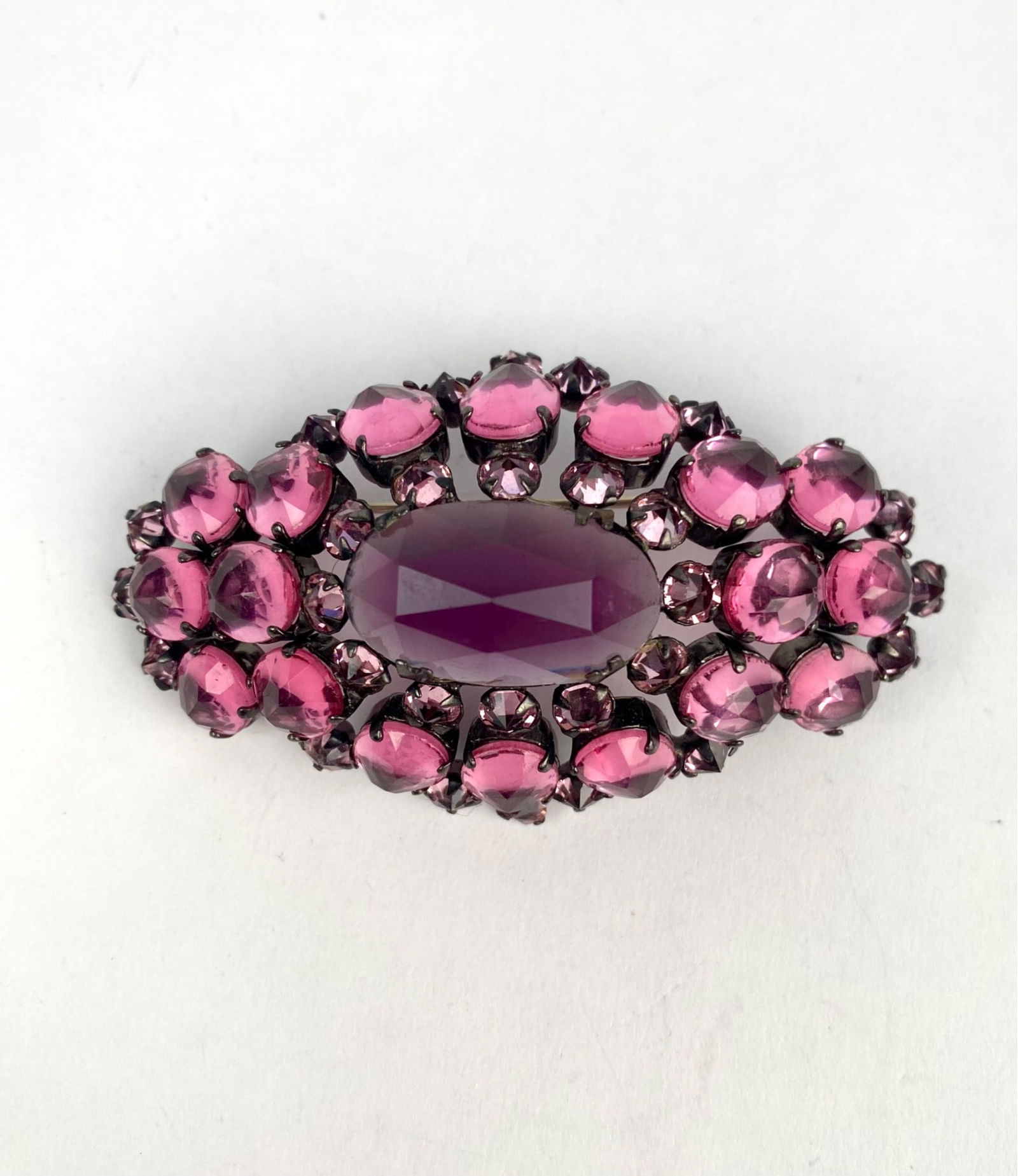 Amethyst Glass Brooch Pendant in Gunmetal Setting (1 of 9)