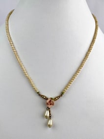 1928 Jewelry Co Faux Pearl Necklace with Rose Drop