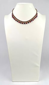 Vintage Rhinestone Choker Necklace in Fuchsia and Amethyst Tones