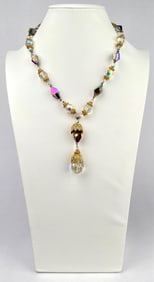 Vintage Hattie Carnegie Aurora Borealis Crystal Drop Necklace
