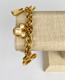 Disney Charm Bracelet with Mickey Mouse and Pearl Accents