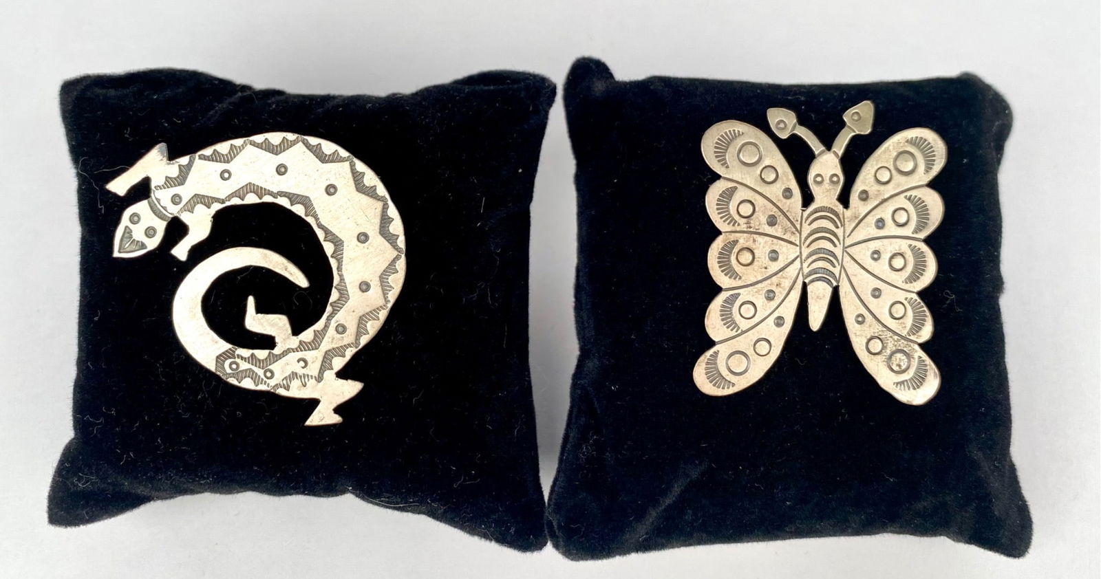 2 Signed Southwestern Hand Stamped Sterling Silver Brooches (1 of 9)