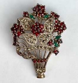 Wachenheimer Sterling Floral Basket Brooch