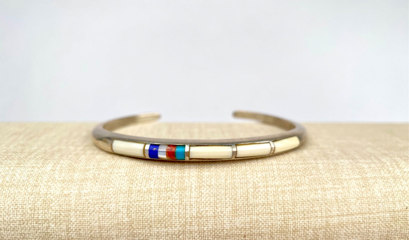 Sterling Silver Native American Zuni Inlaid Cuff (1 of 6)
