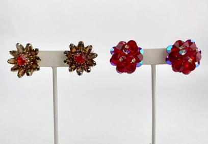 Weiss and Vintage Clip On Earring Set