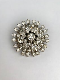 Mid Century Clear Rhinestone Sputnik Brooch