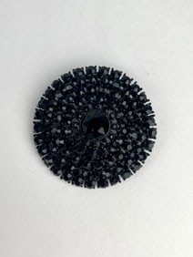 Vintage Weiss Black Rhinestone Domed Brooch