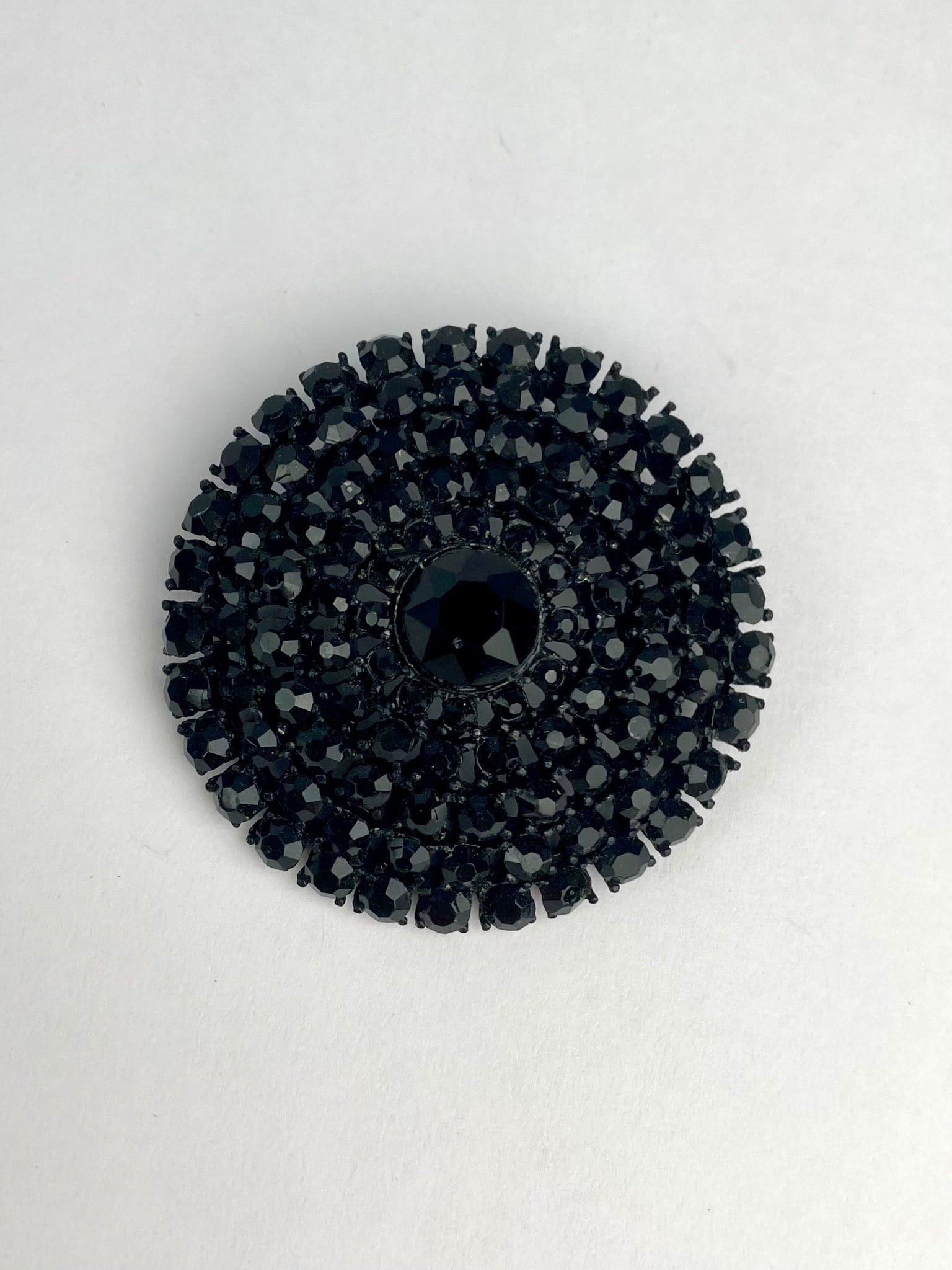 Vintage Weiss Black Rhinestone Domed Brooch (1 of 10)