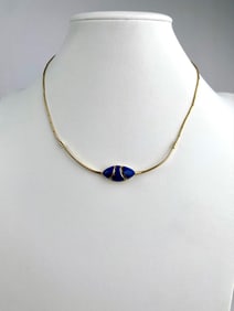 18K Gold and Lapis Lazuli Designer Collar Necklace