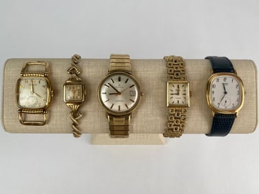 Collection of Five Vintage Wristwatches in Various Styles