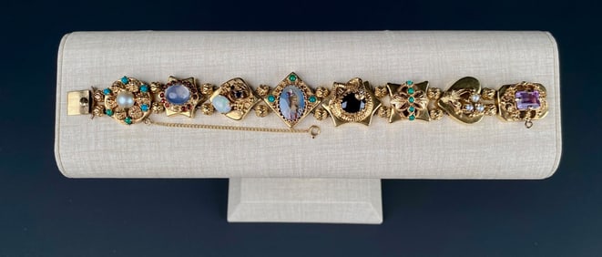 14K Gold Victorian Revival Slide Bracelet by Artcarved J.R. Wood & Sons