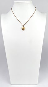 Gold Toned Heart Locket Pendant on Rope Style Chain Necklace