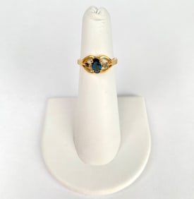 18K HGE Gold Plated Ring with Blue and Clear Stones