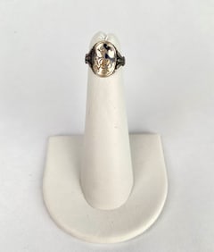 1930s Childrens Sterling Silver Mickey Mouse Ring with Enamel Detail