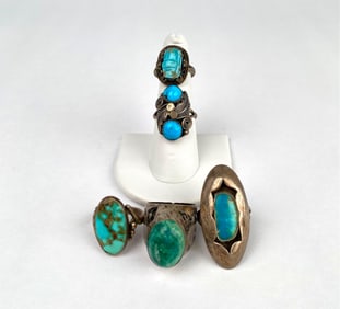 Collection of Five Sterling Silver Rings