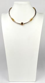 Sterling Silver Necklace with Garnet Centerpiece