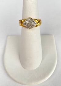 Sterling Silver and Gold Tone Ring With Pave Style Detailing
