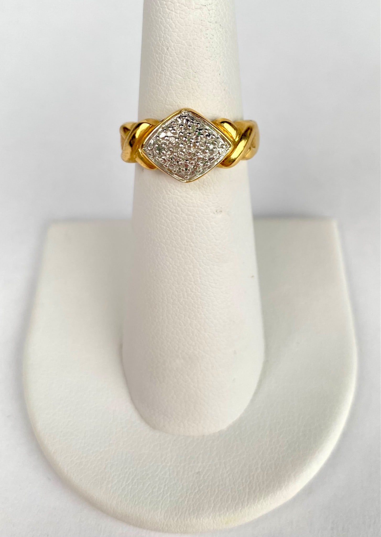 Sterling Silver and Gold Tone Ring With Pave Style Detailing (1 of 5)