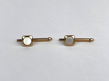 Vintage Swank Gold Tone and Mother of Pearl Tuxedo Studs