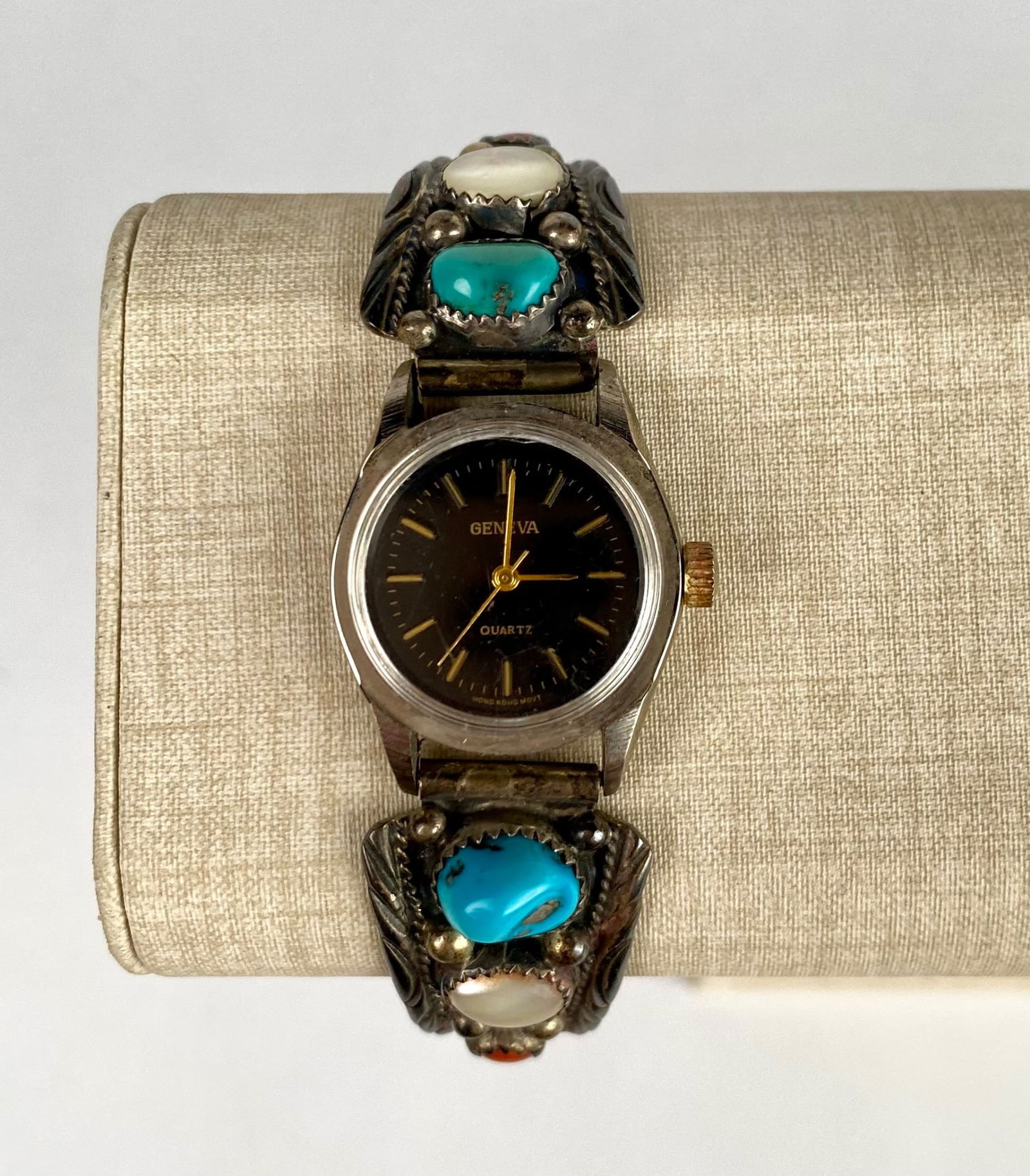 Sterling Silver Native American Geneva Quartz Wristwatch (1 of 9)