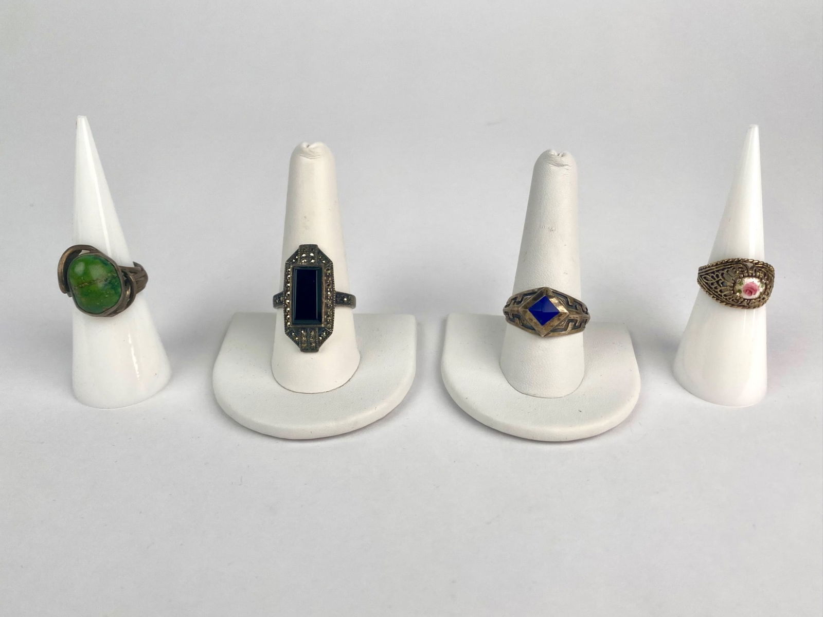 Set of Four Sterling Silver Rings with Gemstone Inlays (1 of 12)
