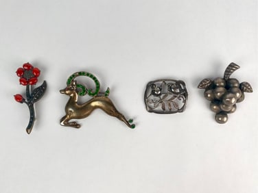 Lot of Four Vintage Sterling Silver Brooches