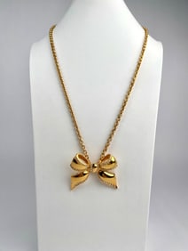 Kenneth Jay Lane Bow Necklace with Rhinestone Accents