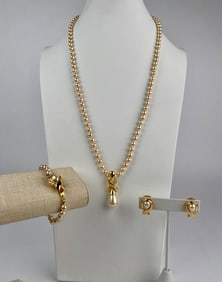 Nolan Miller Faux Pearl Necklace, Bracelet and Earrings Set