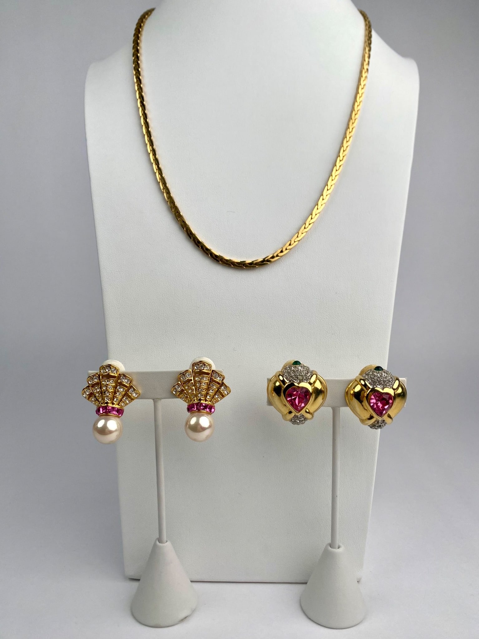 Nolan Miller Gold Tone Necklace and Two Pairs of Clip On Earrings (1 of 12)