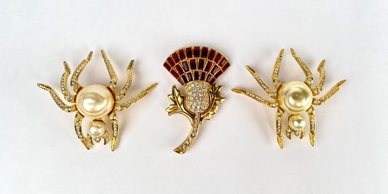 Set of 3 Costume Jewelry Brooches by Nolan Miller