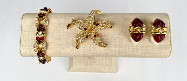 Gold Tone and Rhinestone Jewelry Set by Nolan Miller