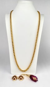 Nolan Miller Jewelry Set with Necklace Earrings and Brooch