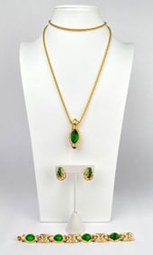 Nolan Miller Jewelry Set with Green and Rhinestone Accents